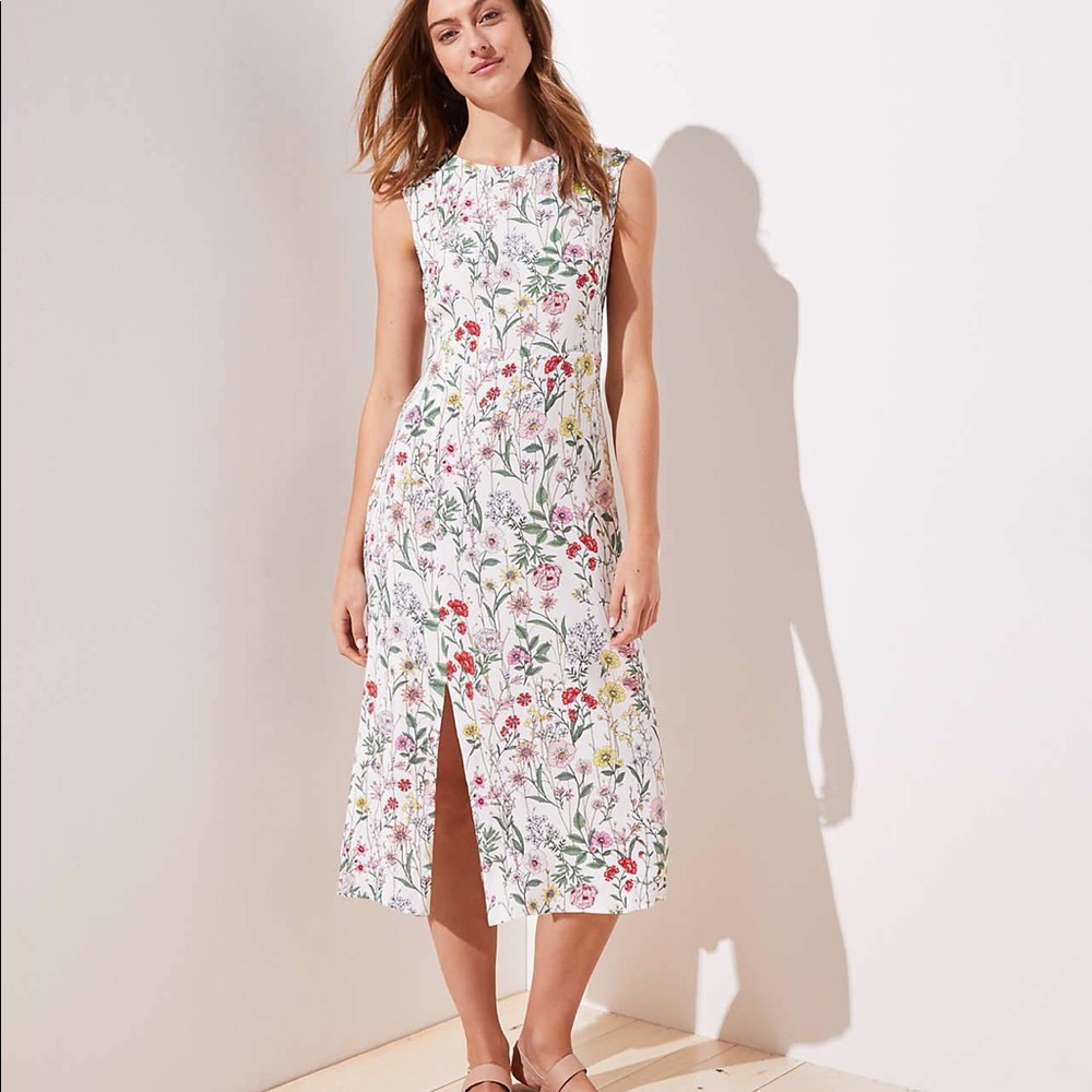 LOFT FLORAL CAP SLEEVE DRESS 0P
